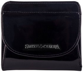 Лаковий жіночий гаманець із натуральної шкіри на кнопці Smith & Canova Haxey 93883 (чорного кольору)