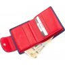 Невеликий шкіряний гаманець синьо-червоного кольору Karya 1052-44 - 5