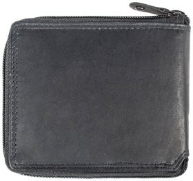 Шкіряний чоловічий гаманець з гладкої шкіри на блискавці з RFID-захистом JCB NC38MN 93983 чорного кольору