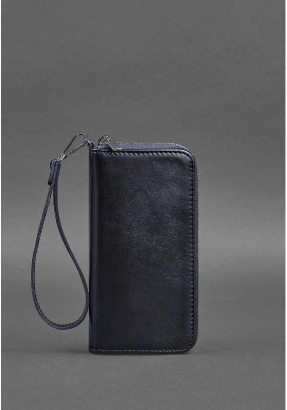 Темно-синій гаманець з натуральної шкіри на блискавці BlankNote (12501)