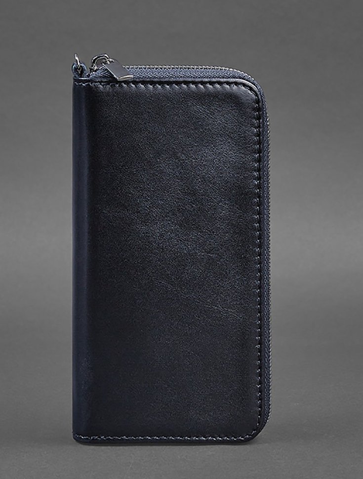 Темно-синий кошелек из натуральной кожи на молнии BlankNote (12501)