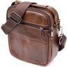 Коричневая мужская сумка-барсетка из натуральной кожи на два отделения Vintage (20396) - 2
