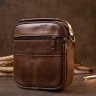 Коричневая мужская сумка-барсетка из натуральной кожи на два отделения Vintage (20396) - 7