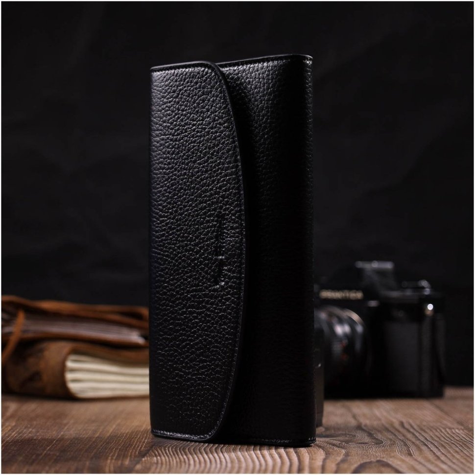 Классический черный женский кошелек из натуральной кожи с клапаном Tony Bellucci (2421966) modnotak фото №6