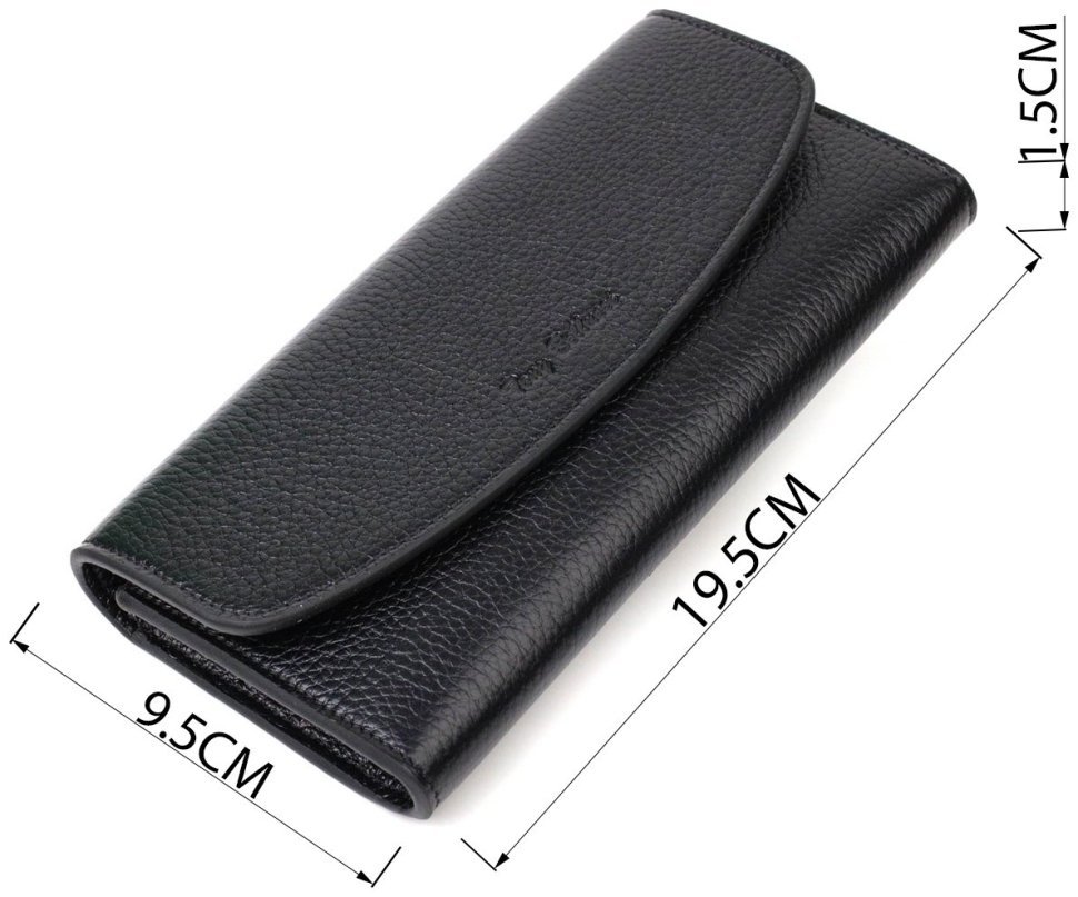 Классический черный женский кошелек из натуральной кожи с клапаном Tony Bellucci (2421966) modnotak фото №9