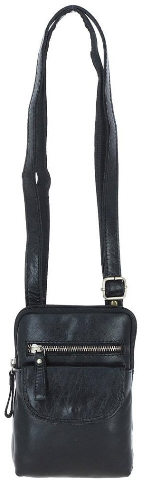 Небольшая мужская сумка из натуральной гладкой кожи через плечо Ashwood G11 черного цвета 94483 modnotak фото №1