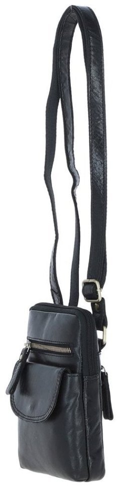 Небольшая мужская сумка из натуральной гладкой кожи через плечо Ashwood G11 черного цвета 94483 modnotak фото №2