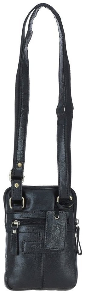 Небольшая мужская сумка из натуральной гладкой кожи через плечо Ashwood G11 черного цвета 94483 modnotak фото №3