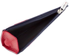 Популярный картхолдер из натуральной кожи красно-синего цвета KARYA (0022-44)