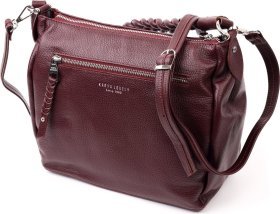 Стильная женская сумка из натуральной кожи бордового цвета KARYA (2420869)