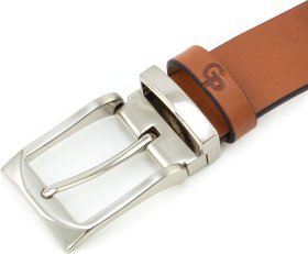 Брючный ремень из цельной натуральной кожи рыжего цвета Grande Pelle (40335)