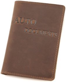 Обкладинка для автодокументів із вінтажної шкіри Leather Collection 94583 світло-коричневий