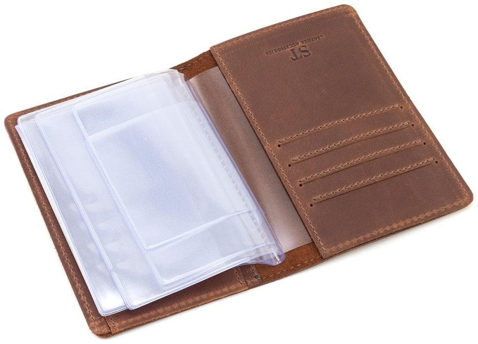 Обложка для автодокументов из винтажной кожи Leather Collection 94583 светло-коричневый modnotak фото №4