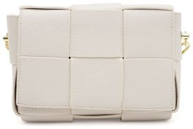 Качественная женская сумка из фактурной кожи Borsa Leather 94683 белого цвета