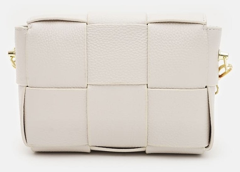 Качественная женская сумка из фактурной кожи Borsa Leather 94683 белого цвета modnotak фото №3