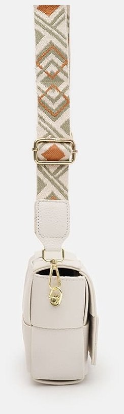 Качественная женская сумка из фактурной кожи Borsa Leather 94683 белого цвета modnotak фото №4