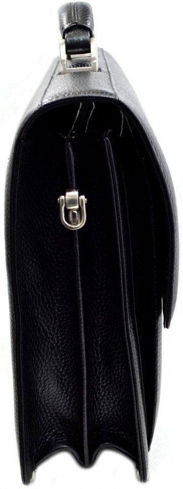 Черный портфель из фактурной кожи горизонтального типа Desisan (216-01)