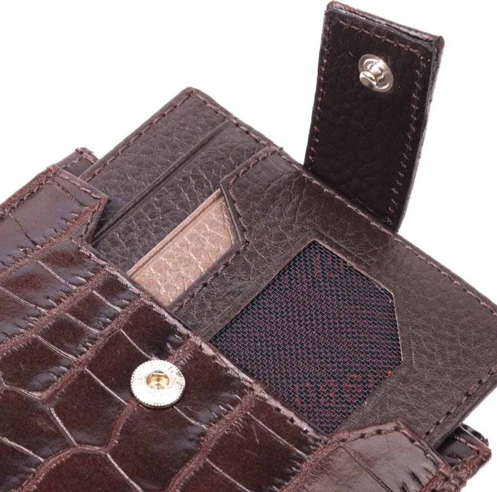 Коричневе чоловіче портмоне з натуральної шкіри з блоком під карти KARYA (2421069)