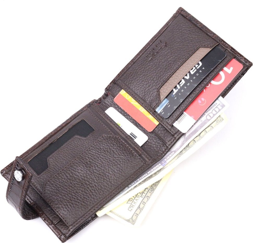 Коричневе чоловіче портмоне з натуральної шкіри з блоком під карти KARYA (2421069)