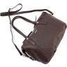 Шкіряна жіноча сумка коричневого кольору з ручками KARYA (21033) - 6