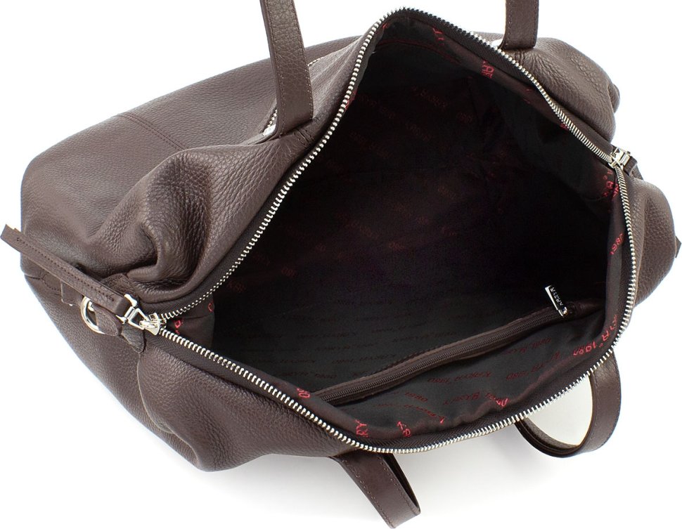 Шкіряна жіноча сумка коричневого кольору з ручками KARYA (21033)