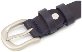 Женский синий кожаный ремень с серой пряжкой Sergio Torri (25011)