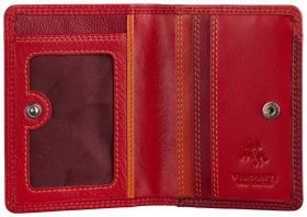 Картхолдер на кнопке из натуральной гладкой кожи Visconti RB111 красный/разноцветный 95483