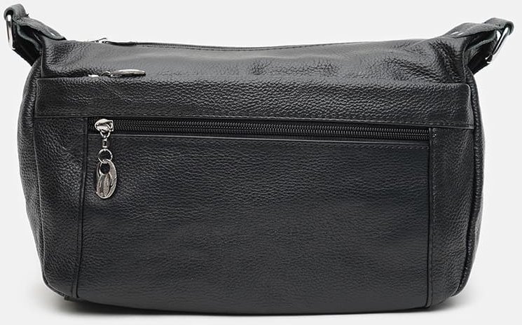 Недорога жіноча сумка із зернистої шкіри в чорному кольорі з блискавковою застібкою Keizer (21279)