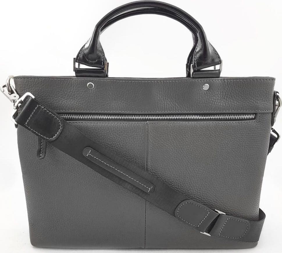 Большая мужская сумка серого цвета с ручками и ремнем на плечо VATTO (11924)