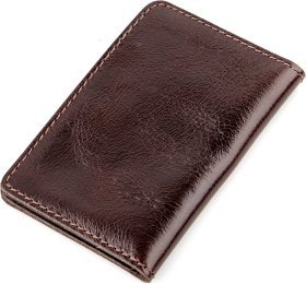 Темно-коричневая обложка для удостоверения из натуральной кожи с тризубом Shvigel (2413945)