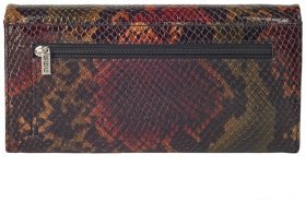 Лаковый женский кошелек из кожи с фактурой под змею разноцветный Desisan 106683 с клапаном на магните