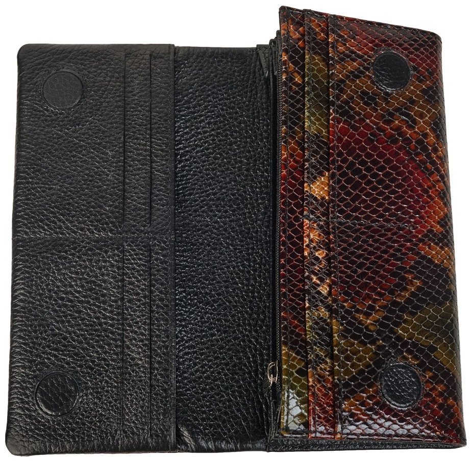 Лаковый женский кошелек из кожи с фактурой под змею разноцветный Desisan 106683 с клапаном на магните modnotak фото №4