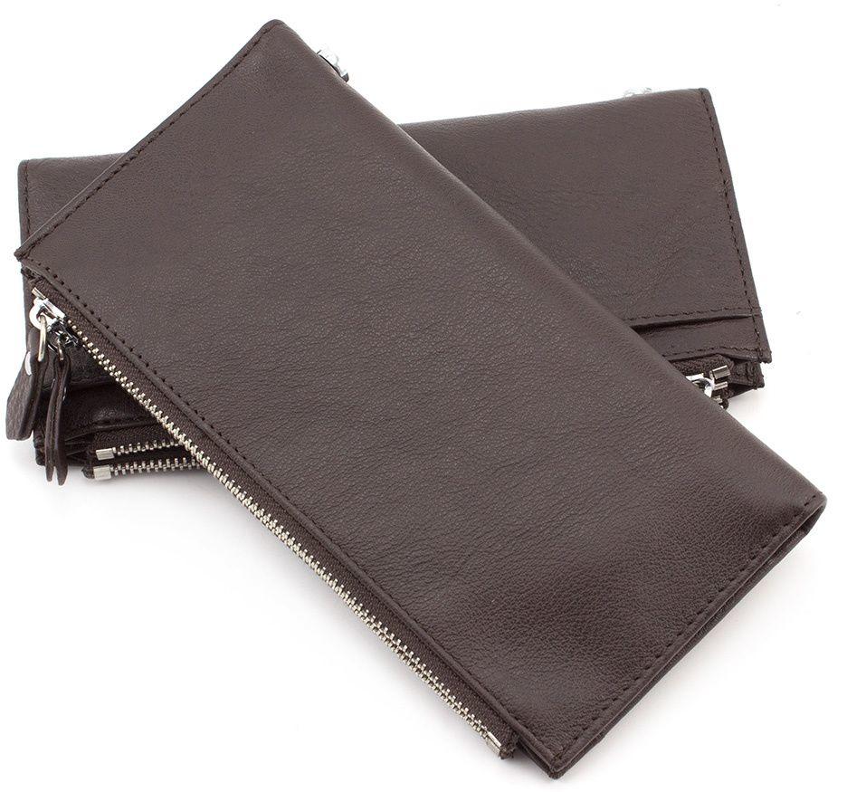 Коричневий шкіряний гаманець з відділеннями на блискавці ST Leather (16048)