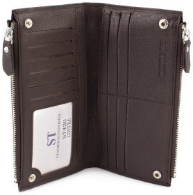Коричневий шкіряний гаманець з відділеннями на блискавці ST Leather (16048)
