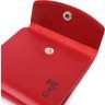 Женский небольшой кожаный кошелек красного цвета на кнопке Shvigel (2416618) - 5