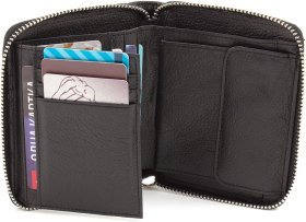 Черный женский кошелек из натуральной кожи флотар на змейке ST Leather 1767283