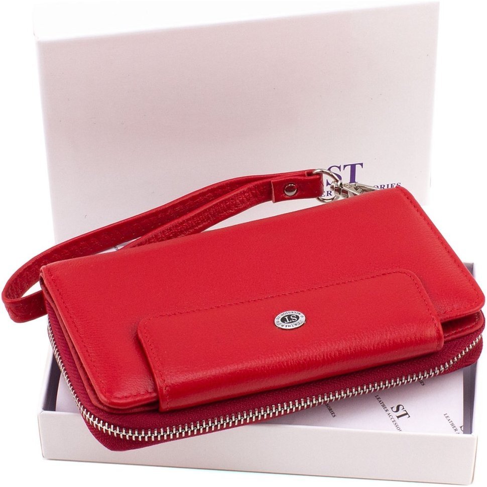 Червоний жіночий гаманець середнього розміру з натуральної шкіри ST Leather 1767383