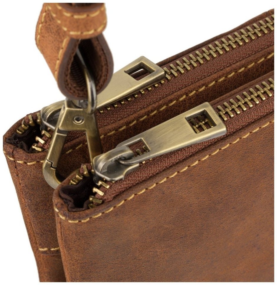 Светло-коричневая сумка из винтажной кожи на две молнии Visconti Eden 77383