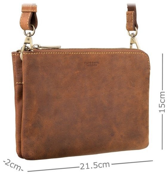 Світло-коричнева сумка із вінтажної шкіри на дві блискавки Visconti Eden 77383
