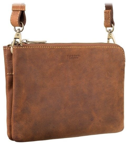 Світло-коричнева сумка із вінтажної шкіри на дві блискавки Visconti Eden 77383