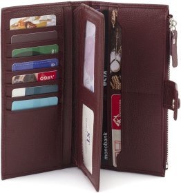 Кожаный женский купюрник бордового цвета с монетницей ST Leather 1767483
