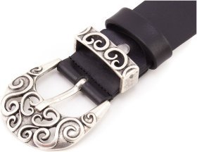 Дизайнерский женский ремень из черной итальянской кожи Gherardini 40698