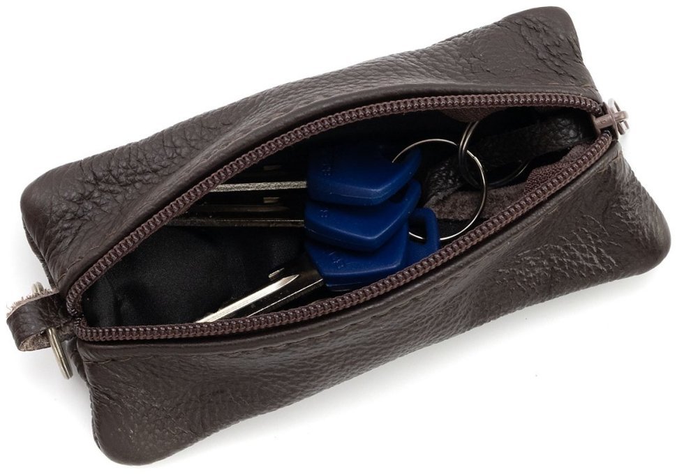 Большая кожаная ключница с двумя отделениями в темно-коричневом цвете Leather Collection 97783 modnotak фото №2