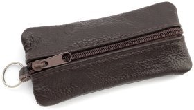 Велика шкіряна ключниця з двома відділеннями у темно-коричневому кольорі Leather Collection 97783