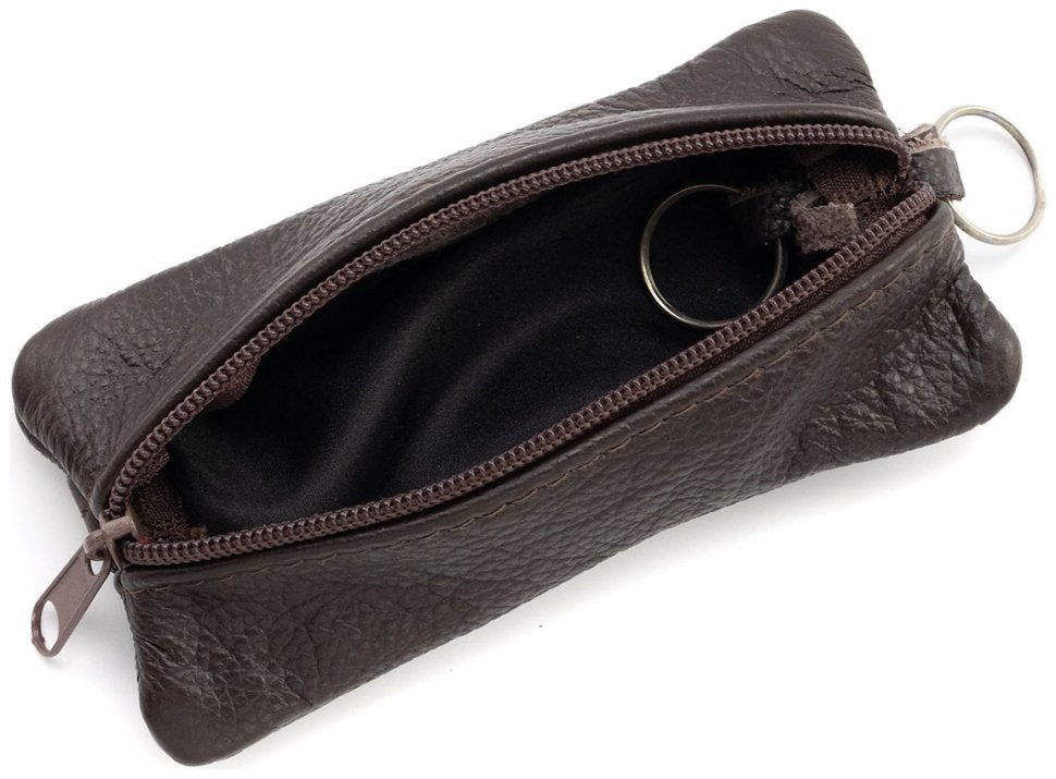 Большая кожаная ключница с двумя отделениями в темно-коричневом цвете Leather Collection 97783 modnotak фото №5