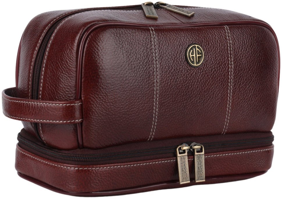 Кожаный несессер коричневого цвета с кистевым ремнем Hammonds Flycatcher TC4003 Brown 107983 modnotak фото №3