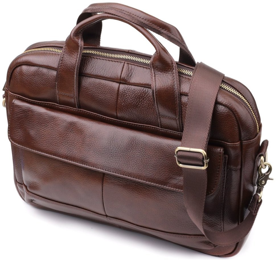 Деловой мужской портфель из натуральной кожи для ноутбука 15" Vintage 98183 коричневого цвета фото №1 Деловой мужской портфель из натуральной кожи для ноутбука 15" Vintage 98183 коричневого цвета modnotak фото №1