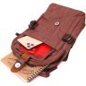 Коричневая мужская сумка-слинг из плотного текстиля на молнии Vintage 2422186 - 6