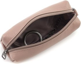 Кожаная женская ключница пудрового цвета на молнии Marco Coverna 68683