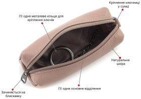 Шкіряна жіноча ключниця пудрового кольору на блискавці Marco Coverna 68683